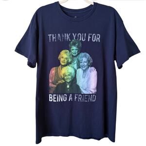 The Golden Girls Men’s Graphic Tee Shirt Rainbow Pride Navy Blue Cotton Large